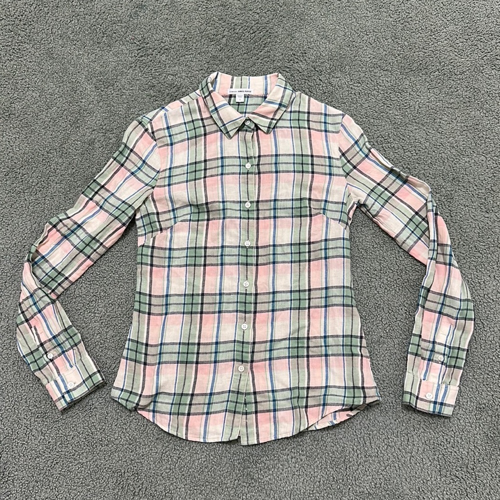 Standard James Perse Soft Plaid Button Down Long Sleeve Shirt Size 1 (S)